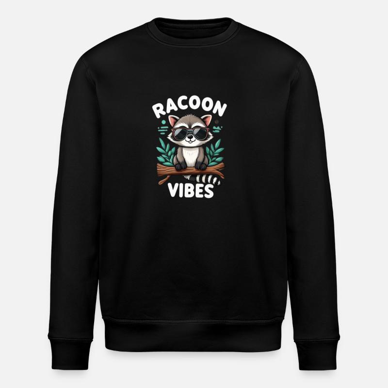 Waschbär mit Sonnenbrille - Stanley/Stella Unisex Bio-Sweatshirt ROLLER - Schwarz