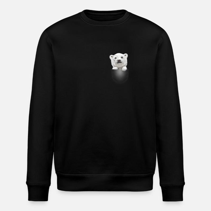 POCKET POLAR BEAR - Stanley/Stella ROLLER Unisex Organic Sweatshirt - black