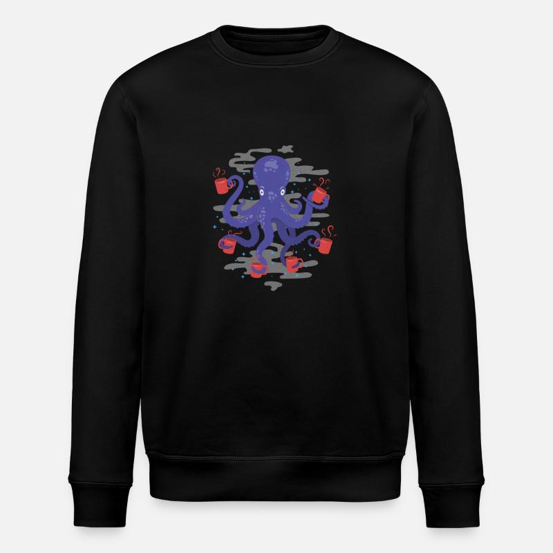 Coffee Octopus - Stanley/Stella ROLLER Unisex Organic Sweatshirt - black