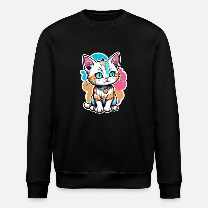 chat aquarelle kawaii - Sweat bio ROLLER Stanley/Stella Unisexe - noir