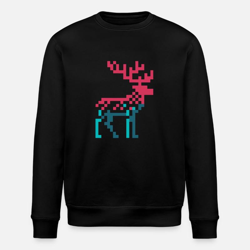 PixelDasher : Design de renne rétro - Sweat bio ROLLER Stanley/Stella Unisexe - noir