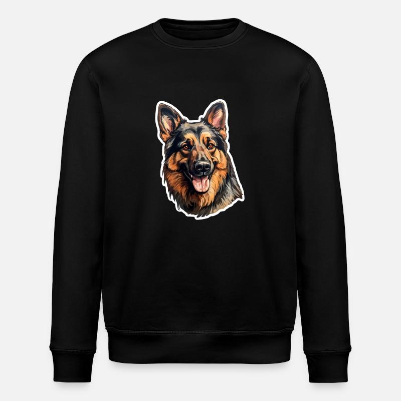Deutscher Schäferhund künstlerisch - Stanley/Stella Unisex Bio-Sweatshirt ROLLER - Schwarz