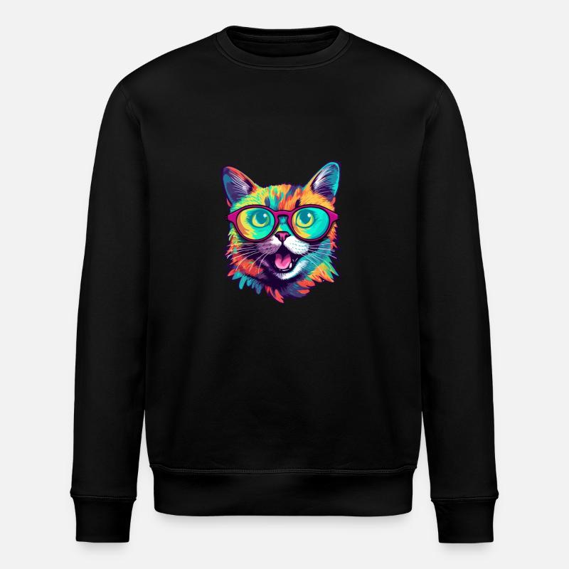 Verrückte Katze - Stanley/Stella Unisex Bio-Sweatshirt ROLLER - Schwarz