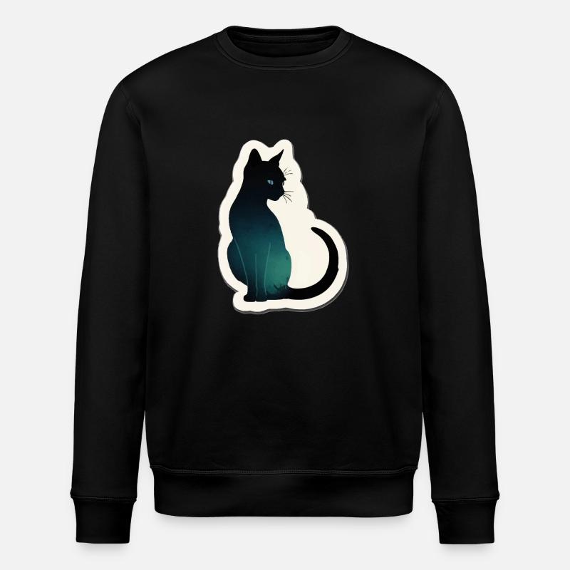 Katze Silhouette - Stanley/Stella Unisex Bio-Sweatshirt ROLLER - Schwarz