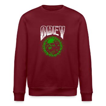 Obéir Illustration Crâne de virus vert gras - Sweat bio ROLLER Stanley/Stella Unisexe - bordeaux - Devant - Nik (191cm)
