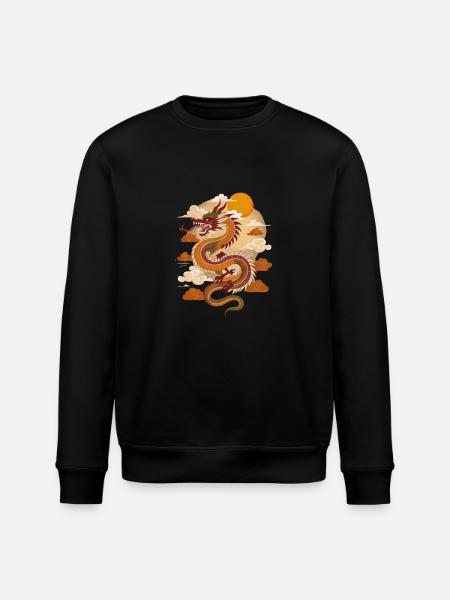 Chinese Dragon in Sunset - Stanley/Stella ROLLER Unisex Organic Sweatshirt - black