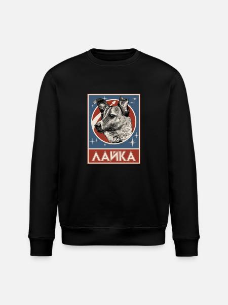 Soviet Space Dog Laika - Stanley/Stella ROLLER Unisex Organic Sweatshirt - black