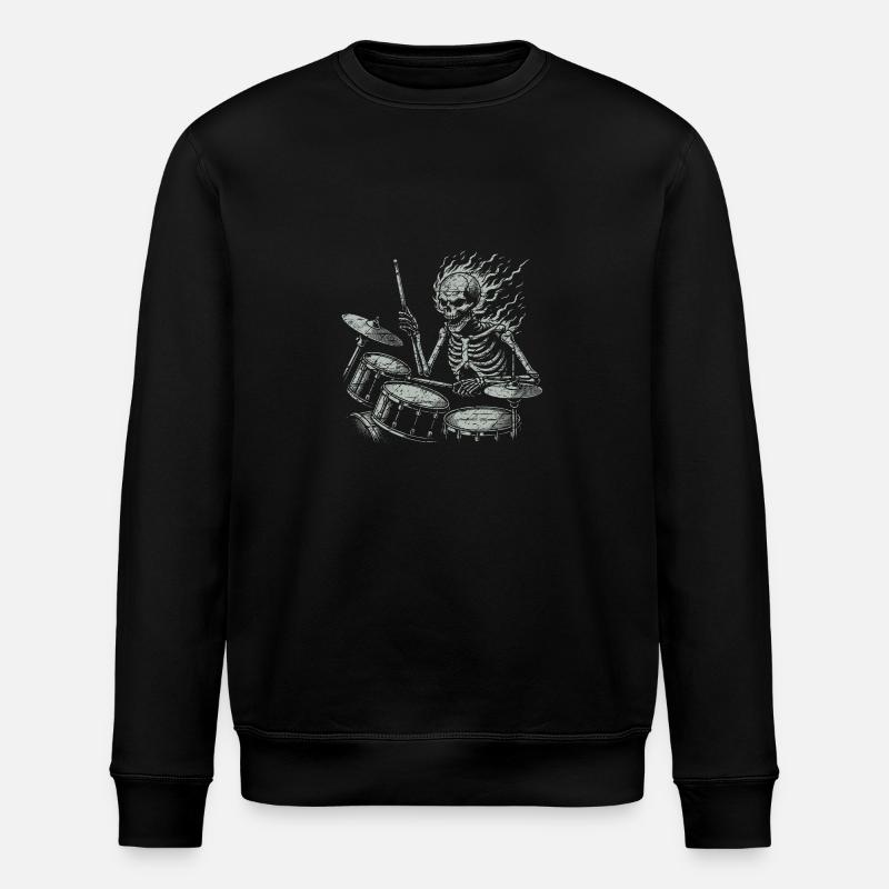 Drummer Skull Skelett am Drumset - Stanley/Stella Unisex Bio-Sweatshirt ROLLER - Schwarz