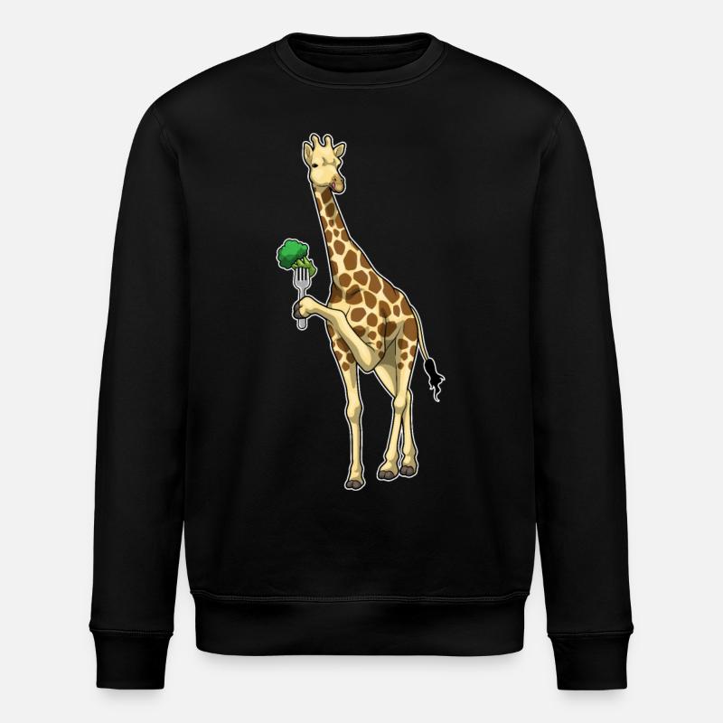 Giraffe Broccoli Vegetables - Stanley/Stella ROLLER Unisex Organic Sweatshirt - black