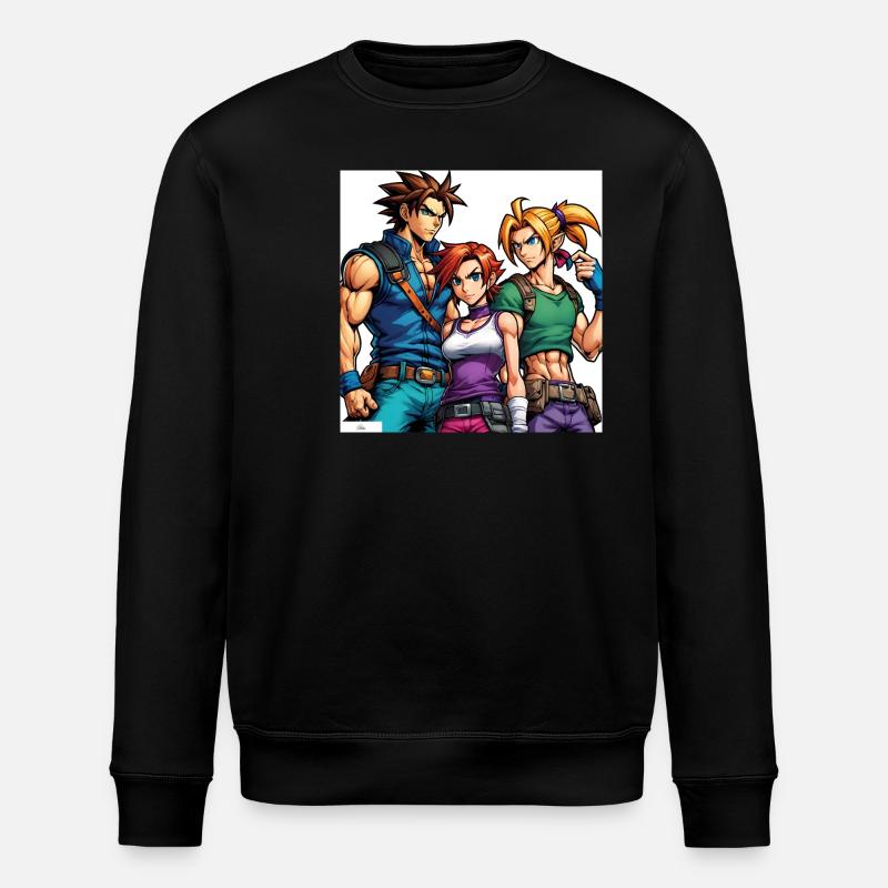 Manga Freunde Trio - Stanley/Stella Unisex Bio-Sweatshirt ROLLER - Schwarz
