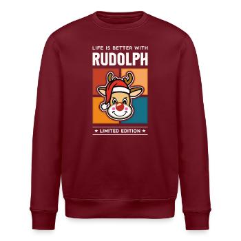 Rudolph - Stanley/Stella Unisex Bio-Sweatshirt ROLLER - Burgunderrot - Vorne - Nik (191cm)