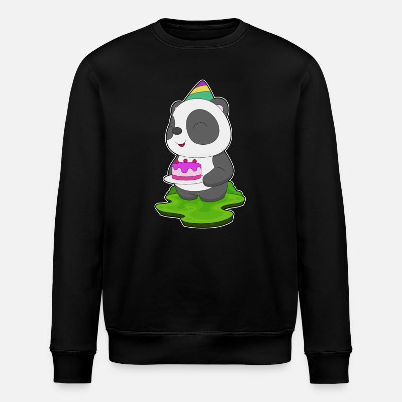Panda Birthday Cake - Stanley/Stella ROLLER Unisex Organic Sweatshirt - black