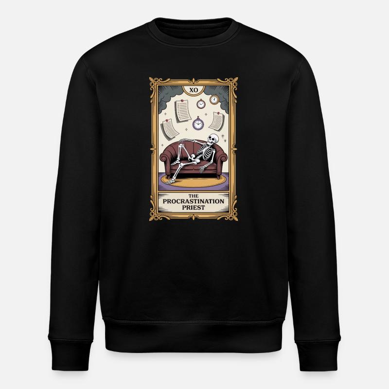 The Procrastination Priest Aufschieber Skelett - Stanley/Stella Unisex Bio-Sweatshirt ROLLER - Schwarz