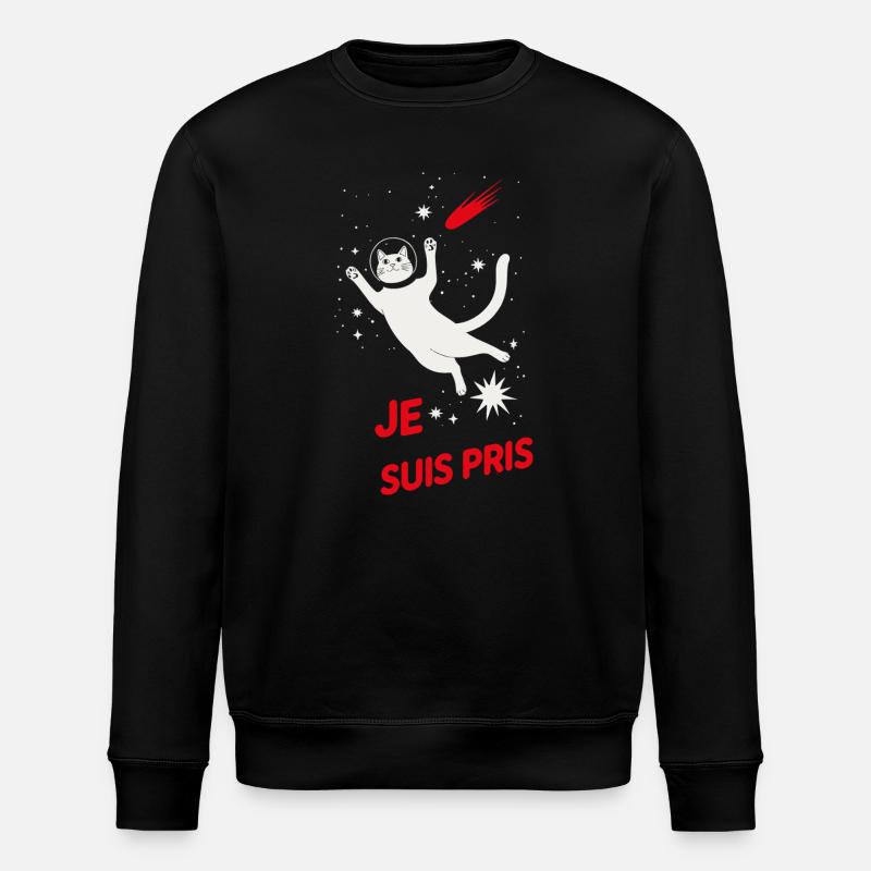 Astronaut Cat Je Suis Pris - Stanley/Stella ROLLER Unisex Organic Sweatshirt - black