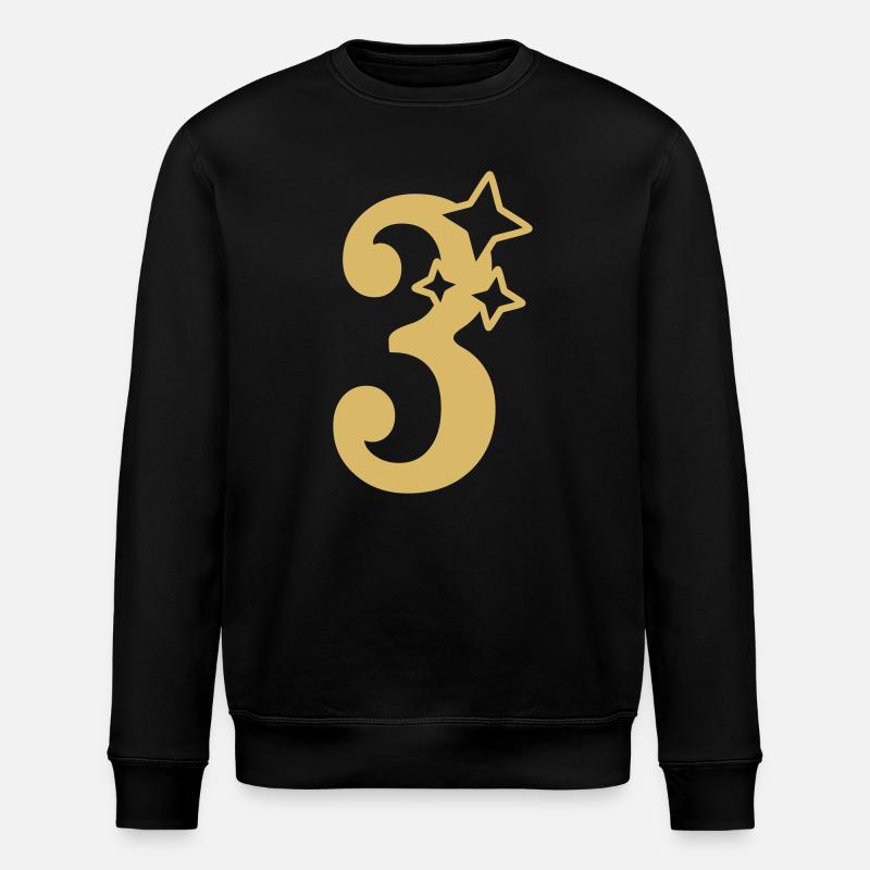 3 Year Anniversary 3rd Birthday Star - Stanley/Stella ROLLER Unisex Organic Sweatshirt - black