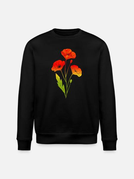 Geometrische Mohnblumen im Polygon Stil - Stanley/Stella Unisex Bio-Sweatshirt ROLLER - Schwarz