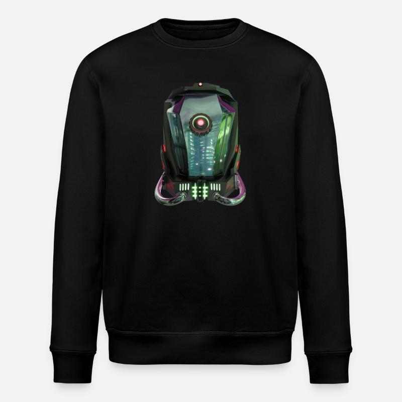Futuristic Robotic Helmet - Stanley/Stella ROLLER Unisex Organic Sweatshirt - black