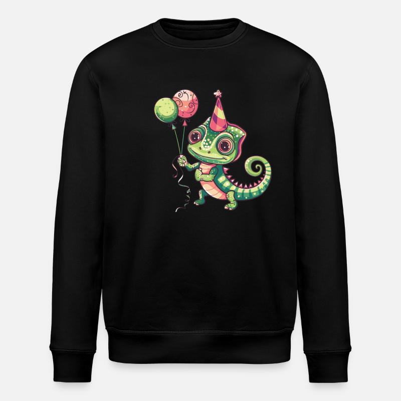 Chameleon Birthday Comic Cute - Stanley/Stella ROLLER Unisex Organic Sweatshirt - black