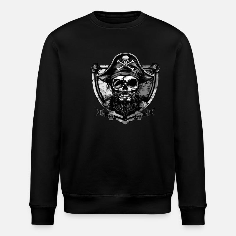 Pirate Skull Crest - Stanley/Stella ROLLER Unisex Organic Sweatshirt - black