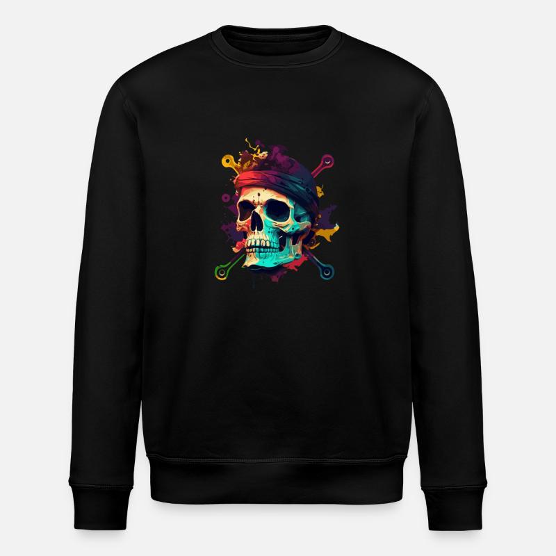 Skull and bones pirate - Stanley/Stella ROLLER Unisex Organic Sweatshirt - black