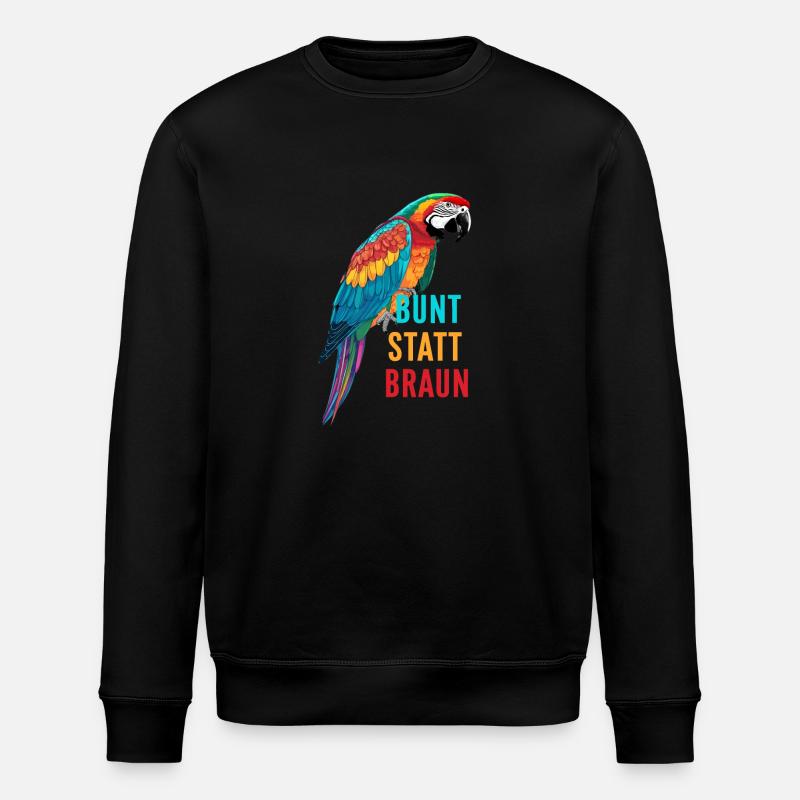 Papagei - bunt statt braun - Stanley/Stella Unisex Bio-Sweatshirt ROLLER - Schwarz