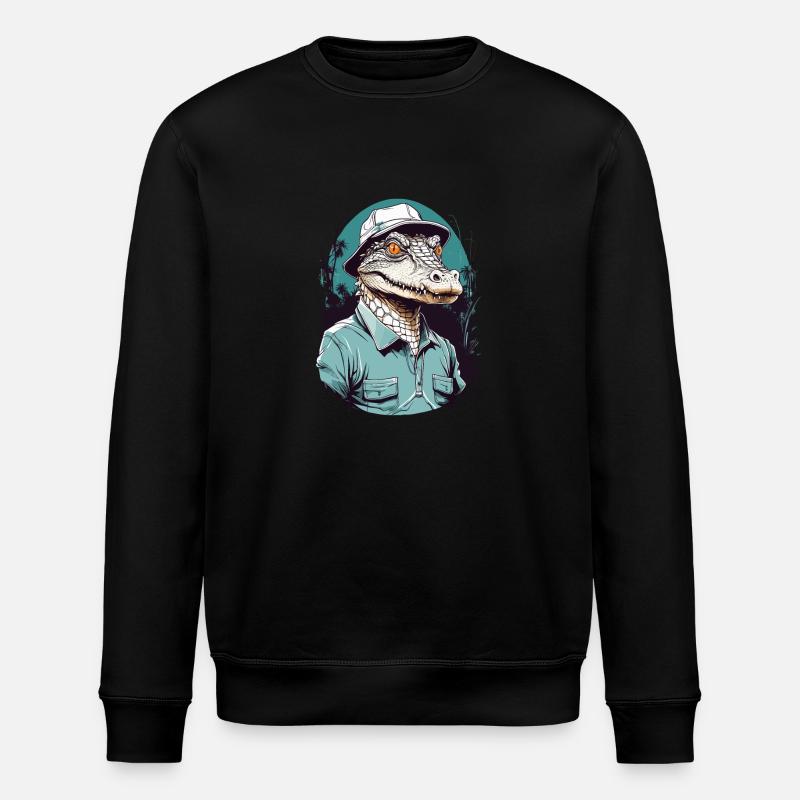 Krokodil Golfer Golfspieler Design - Stanley/Stella Unisex Bio-Sweatshirt ROLLER - Schwarz