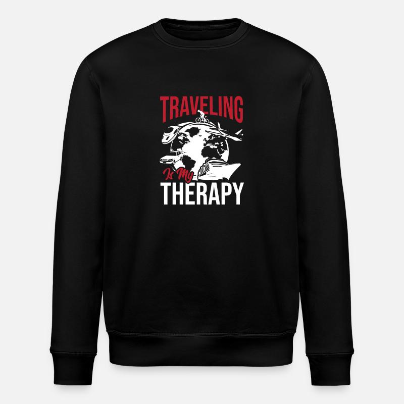 Traveling is my therapy - Stanley/Stella ROLLER Unisex Organic Sweatshirt - black