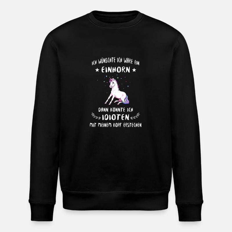 Einhorn gegen Idioten - Stanley/Stella Unisex Bio-Sweatshirt ROLLER - Schwarz