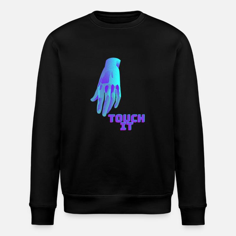 Touch It - blaue Hand - Stanley/Stella Unisex Bio-Sweatshirt ROLLER - Schwarz