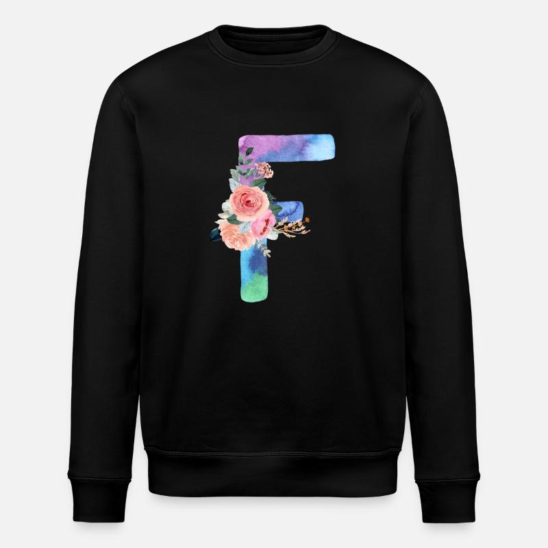 Buchstabe f Aquarell - Stanley/Stella Unisex Bio-Sweatshirt ROLLER - Schwarz