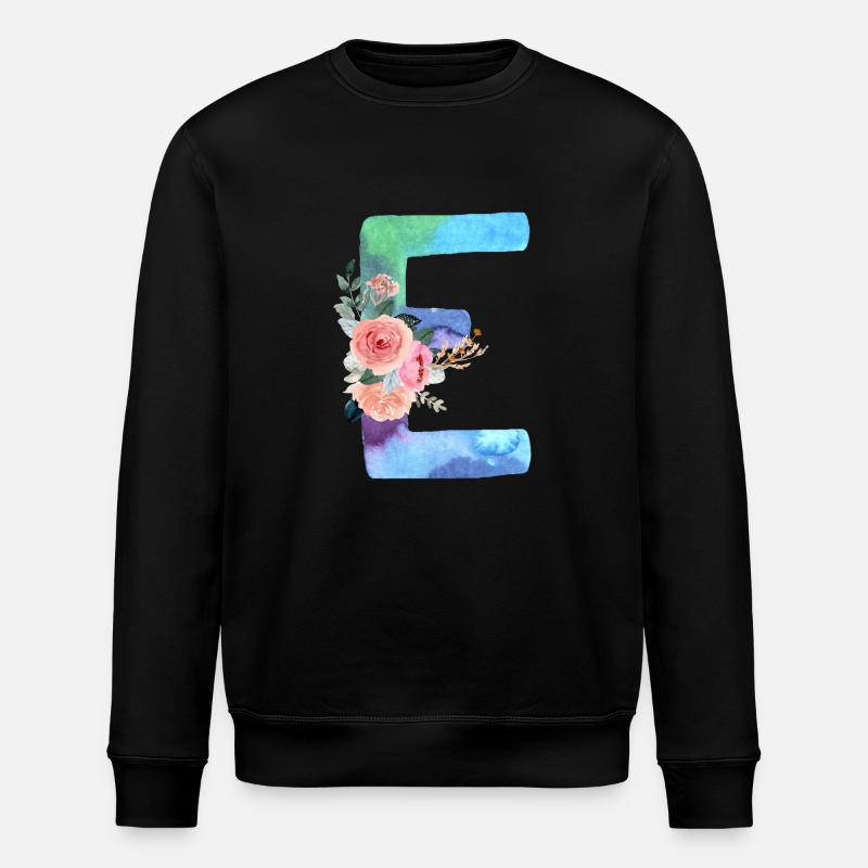 Buchstabe E Aquarell - Stanley/Stella Unisex Bio-Sweatshirt ROLLER - Schwarz