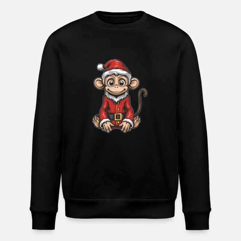 Weihnachtsmann Affe - Stanley/Stella Unisex Bio-Sweatshirt ROLLER - Schwarz