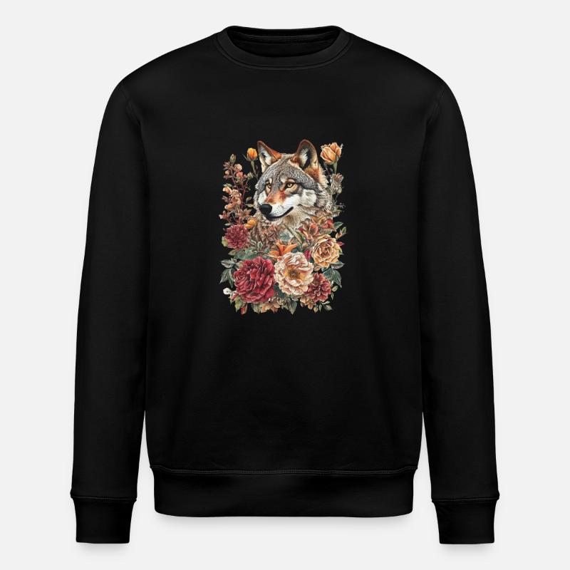 Loup et fleurs - Sweat bio ROLLER Stanley/Stella Unisexe - noir