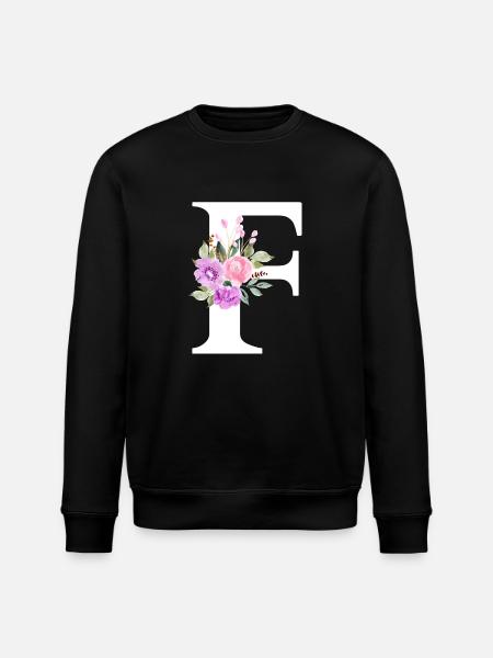 Lila Blumenbuchstabe F - Stanley/Stella Unisex Bio-Sweatshirt ROLLER - Schwarz