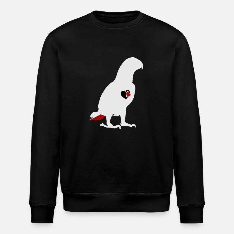 African Grey Parrot Love - Stanley/Stella ROLLER Unisex Organic Sweatshirt - black