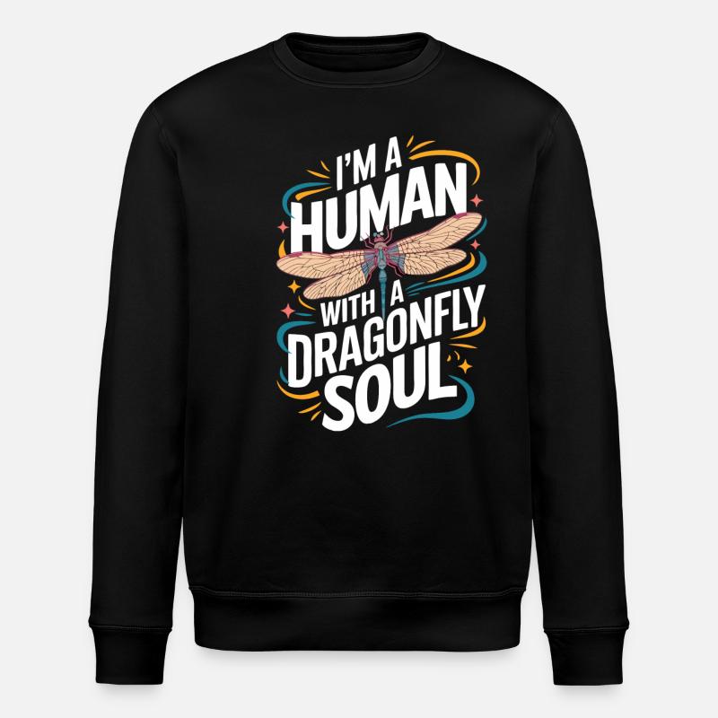 Dragonfly Dragonflies Insects Nature - Stanley/Stella ROLLER Unisex Organic Sweatshirt - black