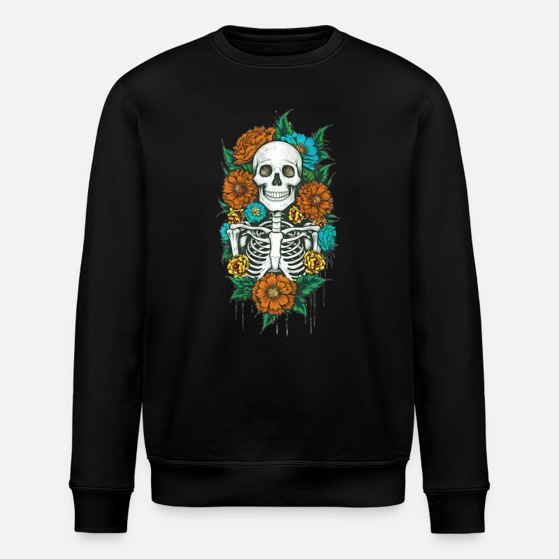 Floral Skeleton 2 - Stanley/Stella Unisex Bio-Sweatshirt ROLLER - Schwarz
