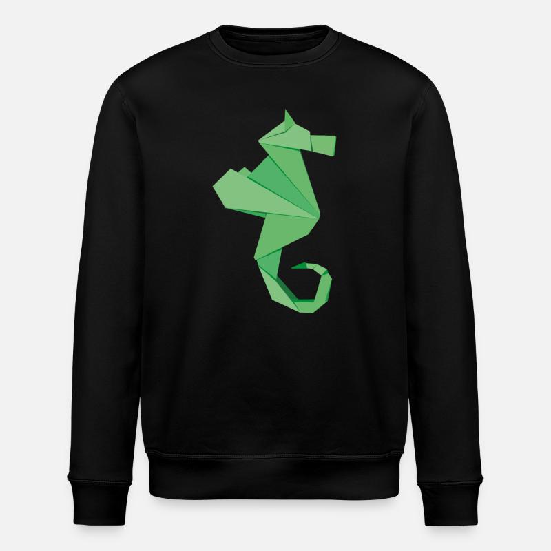 abstrakte Seepferdchen Abzeichen im Origami-Style - Stanley/Stella Unisex Bio-Sweatshirt ROLLER - Schwarz