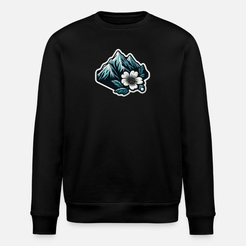 Bergblüte Patchmotiv - Stanley/Stella Unisex Bio-Sweatshirt ROLLER - Schwarz