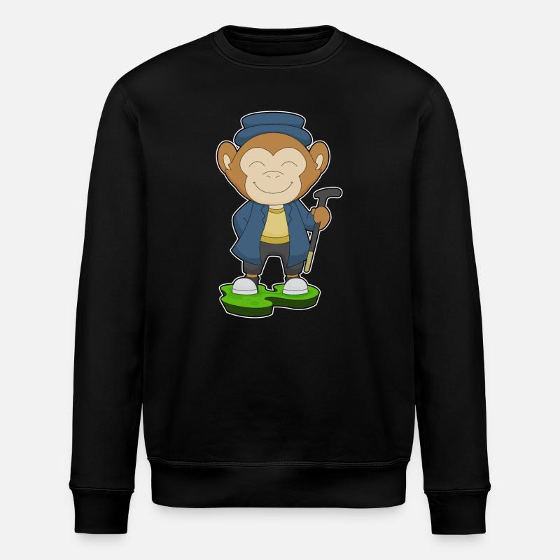 Affe Rentner Gehstock - Stanley/Stella Unisex Bio-Sweatshirt ROLLER - Schwarz