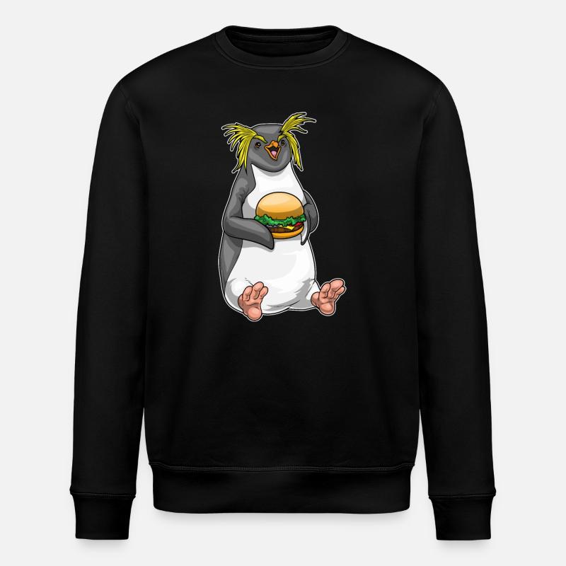 Penguin Cheeseburger - Stanley/Stella ROLLER Unisex Organic Sweatshirt - black