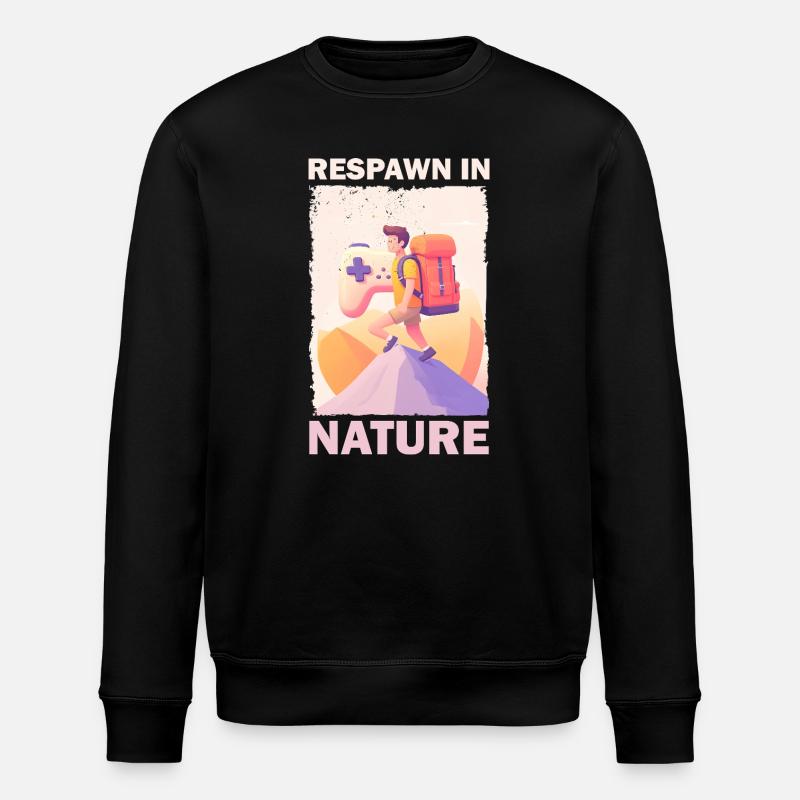 Abenteurer im Pixel-Look - Stanley/Stella Unisex Bio-Sweatshirt ROLLER - Schwarz
