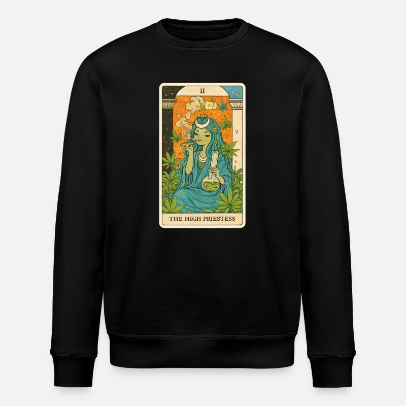High Priestess Cannabis Tarot - Stanley/Stella ROLLER Unisex Organic Sweatshirt - black