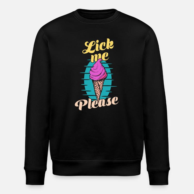 Slik mig venligst Eis Cream Sjov retro kunst - Stanley/Stella økologisk unisex-sweatshirt ROLLER - sort