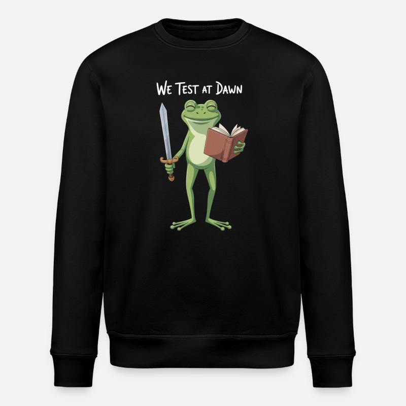 Dawn Quest Frosch mit Buch - Stanley/Stella Unisex Bio-Sweatshirt ROLLER - Schwarz
