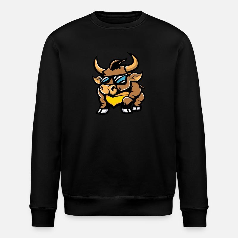 Stier Cool Comic - Stanley/Stella Unisex Bio-Sweatshirt ROLLER - Schwarz