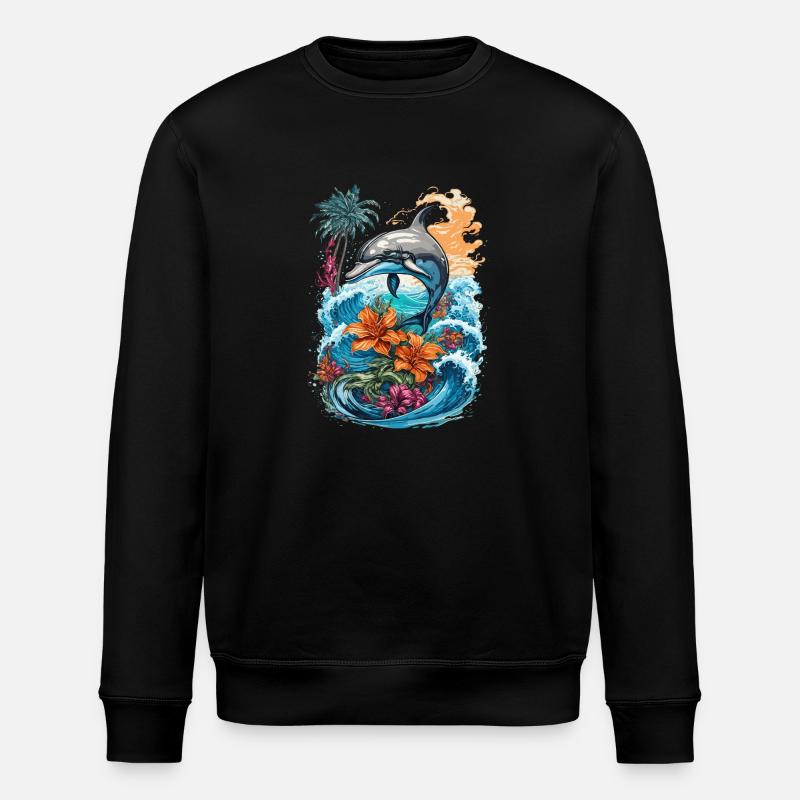 Cute Dolphin - Stanley/Stella ROLLER Unisex Organic Sweatshirt - black
