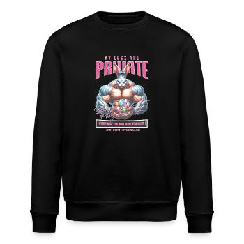 Osterhase "Meine Eier sind privat" - Stanley/Stella Unisex Bio-Sweatshirt ROLLER - Schwarz - Vorne - Nik (191cm)