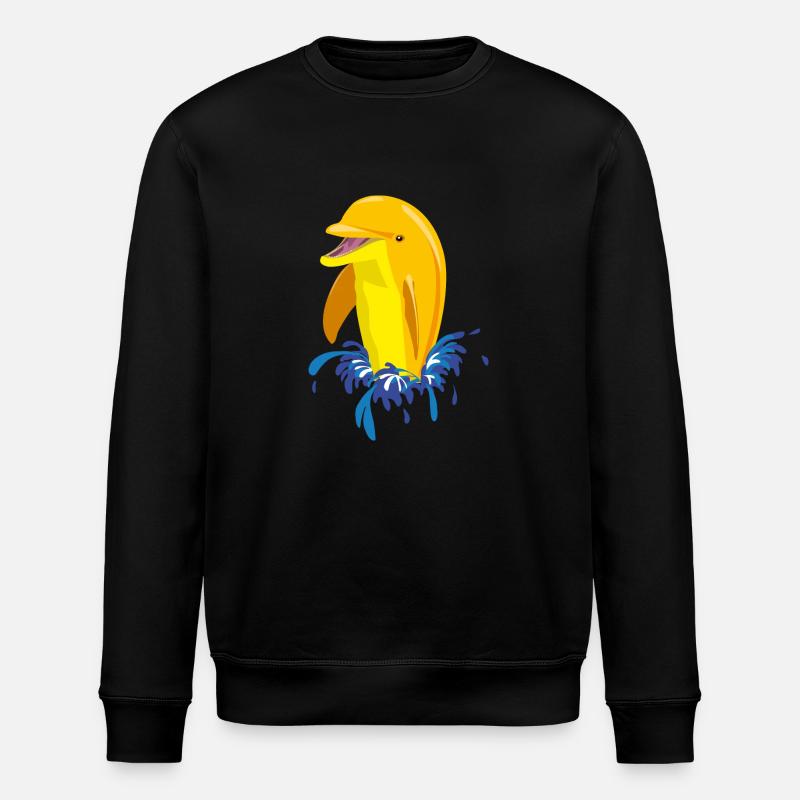 Delphin gelb Spritzer - Stanley/Stella Unisex Bio-Sweatshirt ROLLER - Schwarz