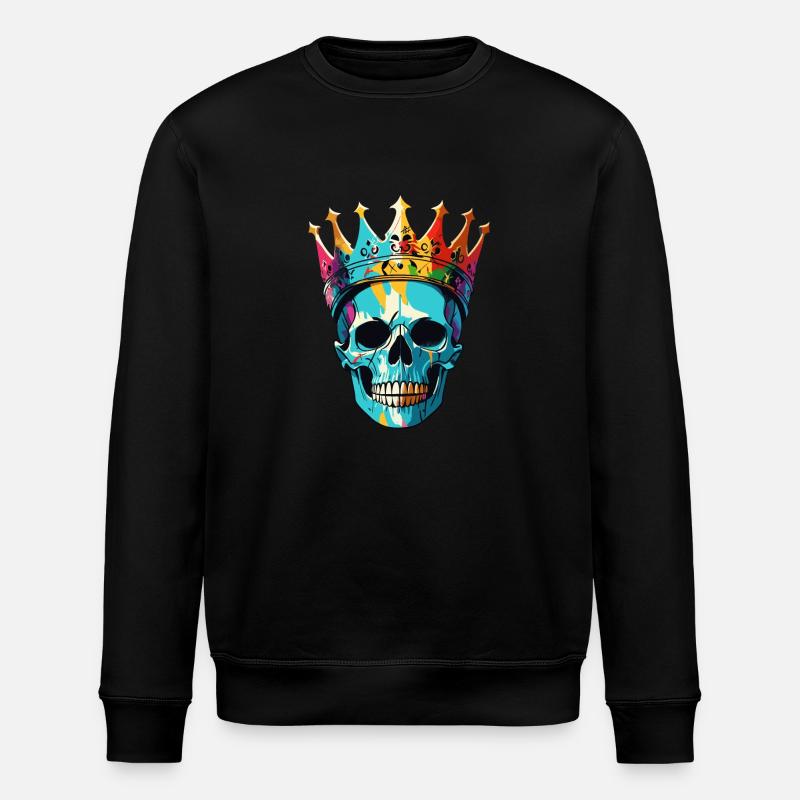 Totenkopf mit Krone - Stanley/Stella Unisex Bio-Sweatshirt ROLLER - Schwarz